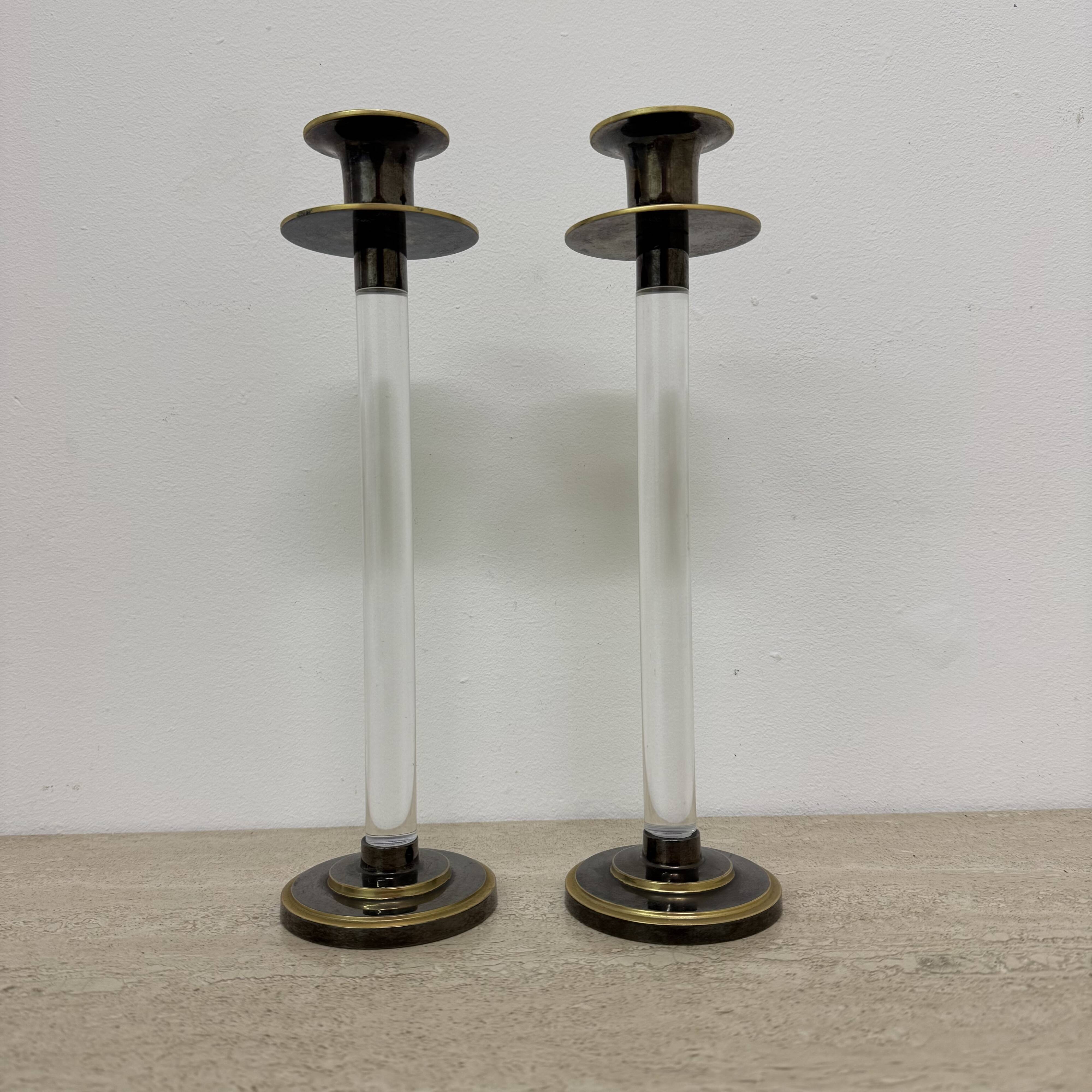 Set of 2 Caravell lucite candle sticks, 1970’s