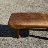 Brutalist style solid wood low stool