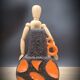 Vase orange lava black