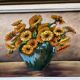 Huile « bouquet fleurs orange » encadrée