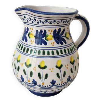 Pichet/Vase vintage en céramique peint à la main avec décor floral