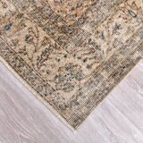 200x300 cm Beige vintage  carpet,  floral design wool and cotton carpet.
