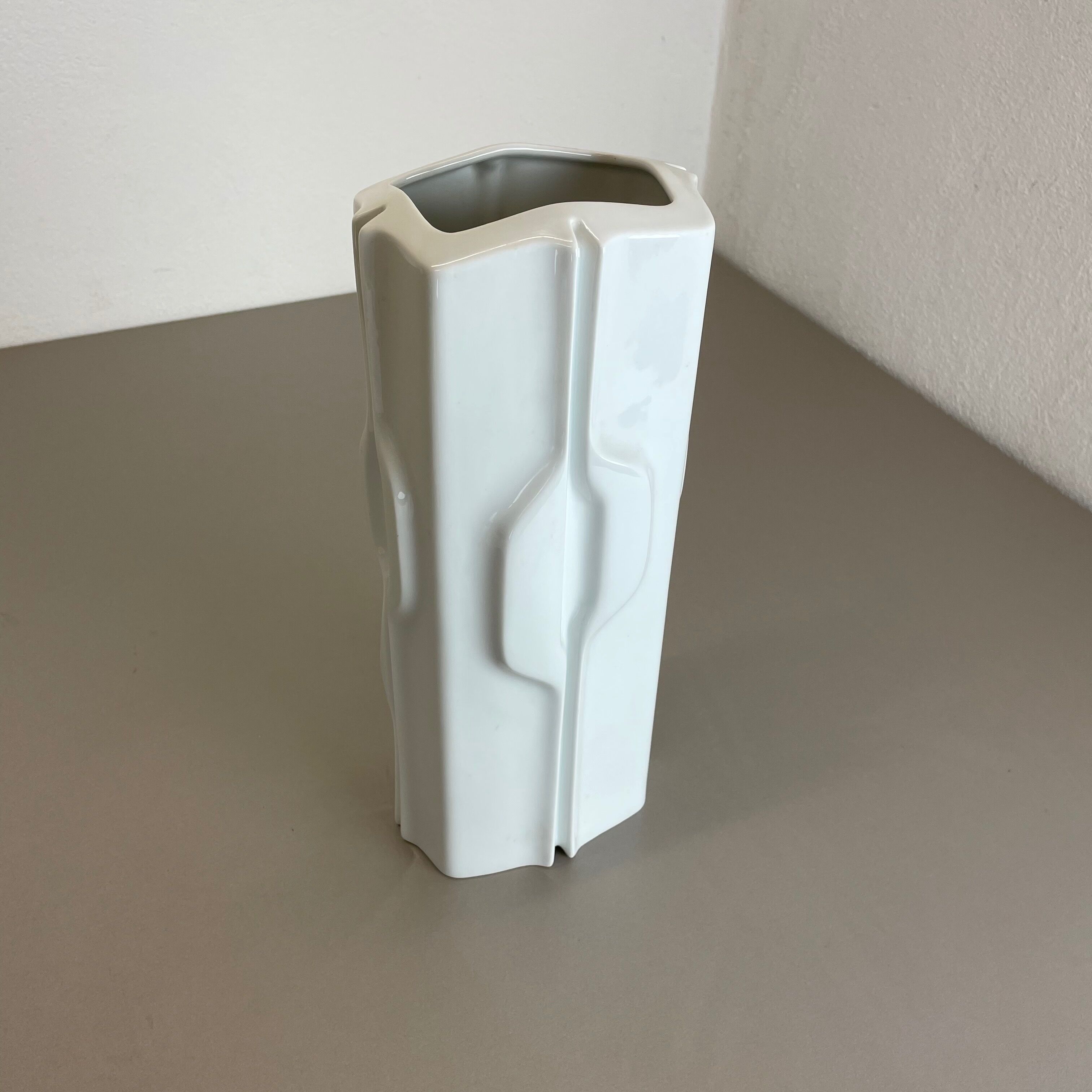 Large Op Art Vase Porcelain German Vase by Fürstenberg Ceramics, Germany, 1970s