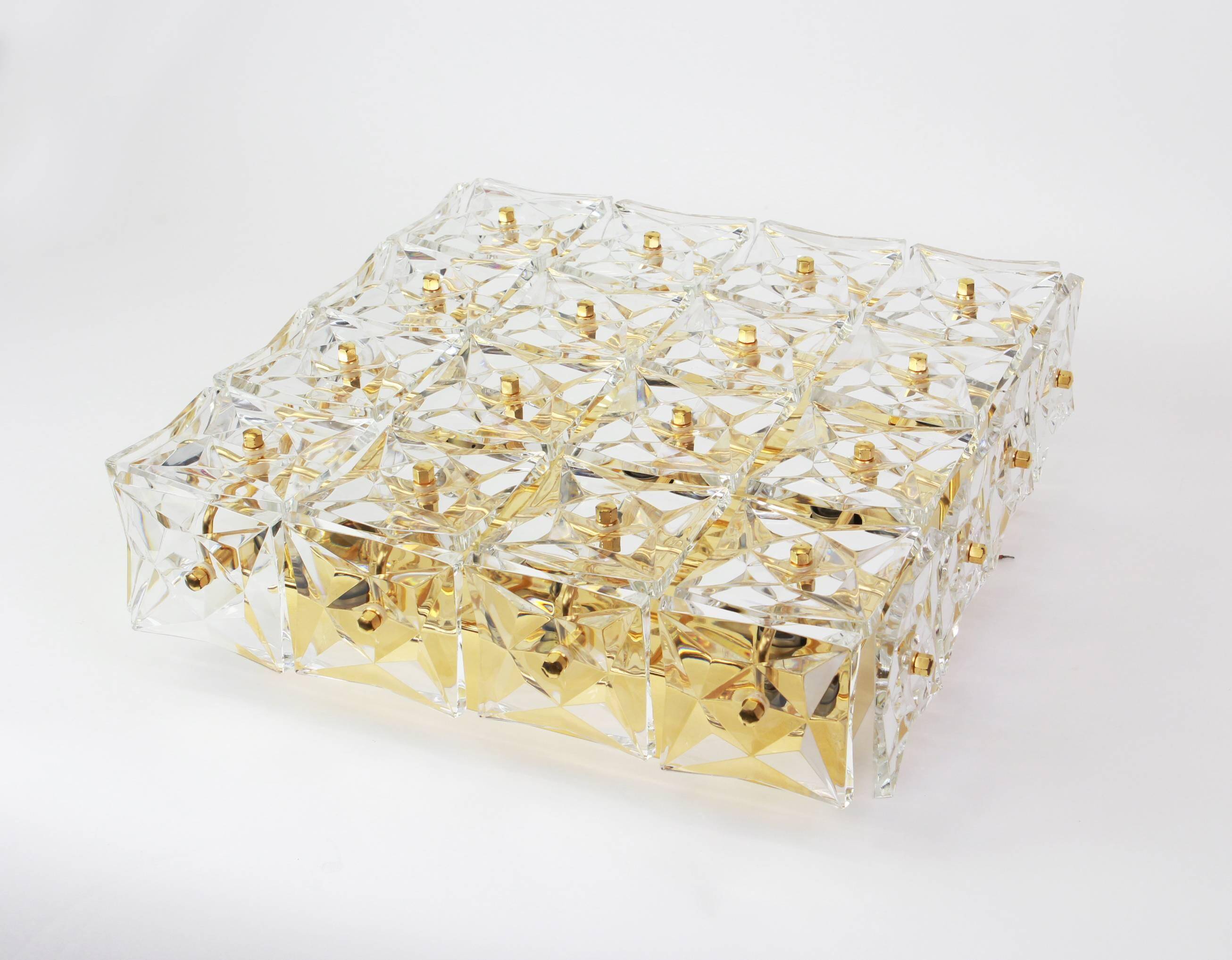 Large faceted crystal ceiling light by Kinkeldey, Germany, 1970s.