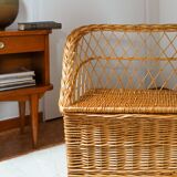Rattan storage bench