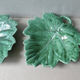 Set of 2 leaf-shaped bowls, Sarreguemines France