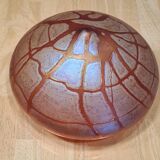 Austrian Art Nouveau bronze lamp with Loetz style art glass shade L54x32