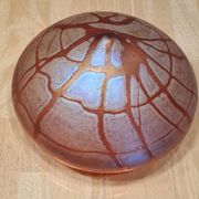 Austrian Art Nouveau bronze lamp with Loetz style art glass shade L54x32