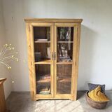 Glass cabinet or display case in pine 1950