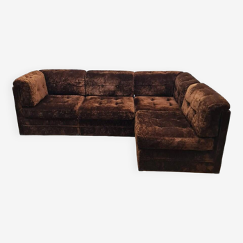 Vintage brown modular lounge sofa 1970