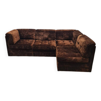 Vintage brown modular lounge sofa 1970