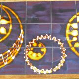 Vintage Ceramic Low Table 1960-70 Abstract Decorations