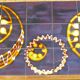 Vintage Ceramic Low Table 1960-70 Abstract Decorations