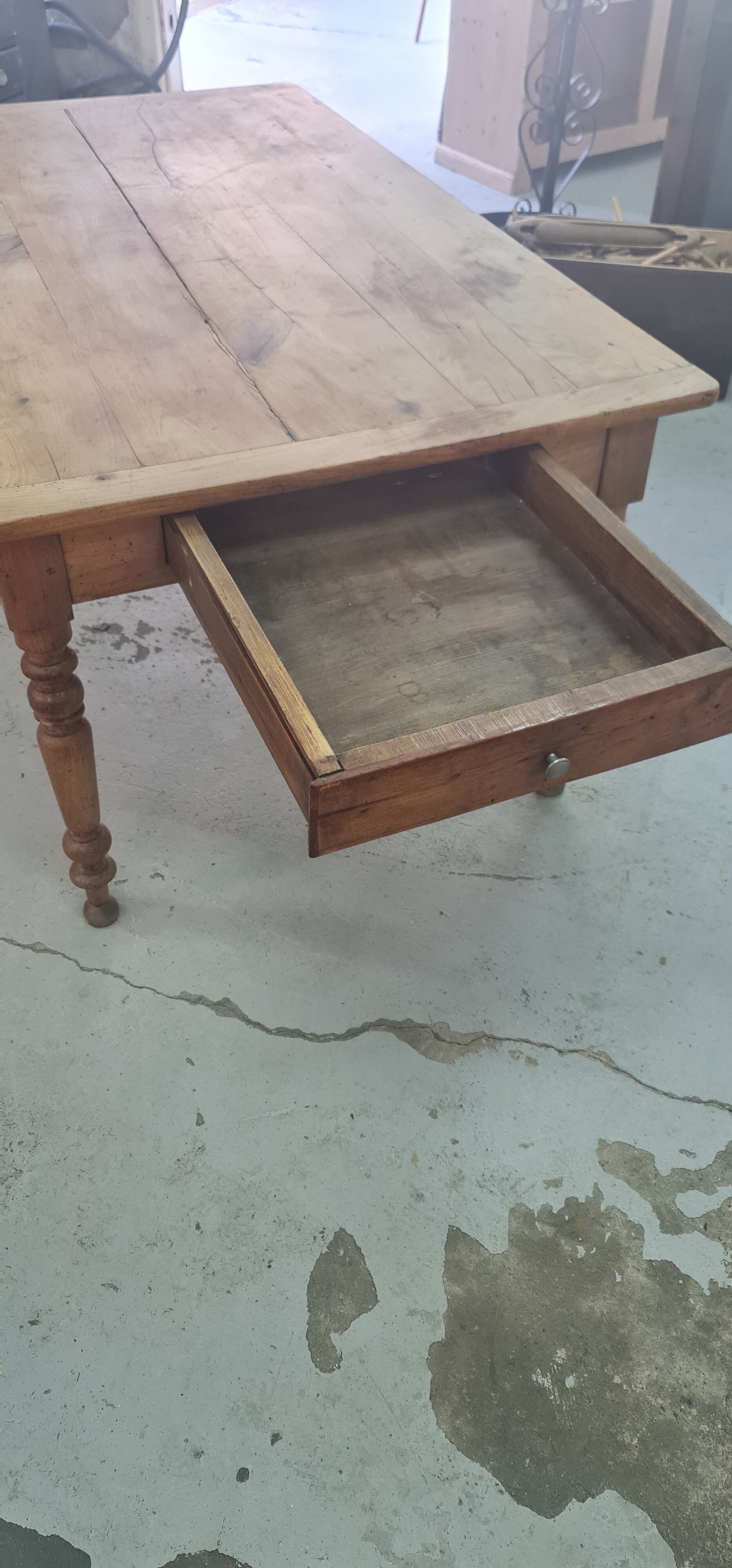 Farmhouse table wood foot turned