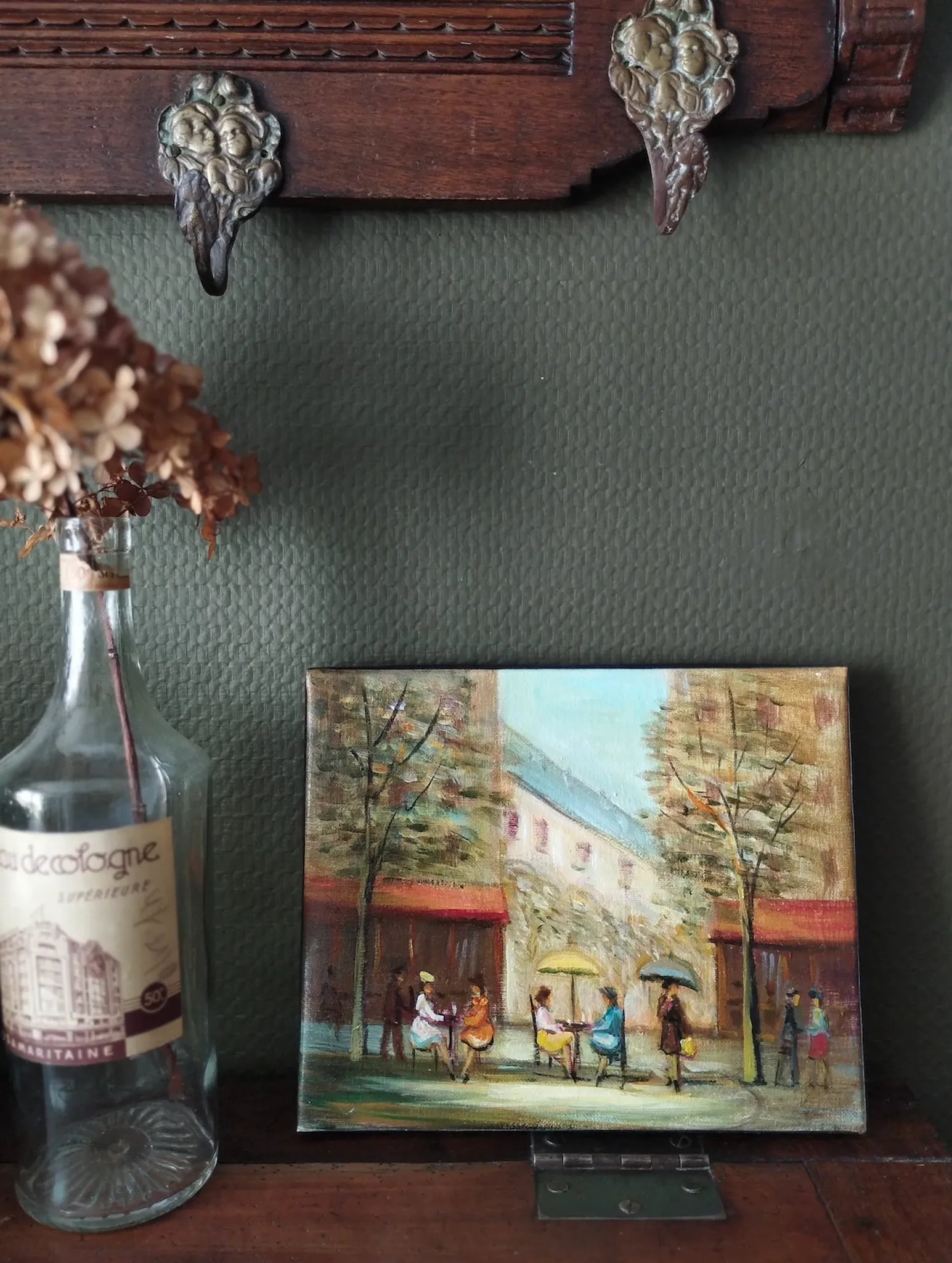 Michel Pabois - Parisian Terrace - Oil on canvas.