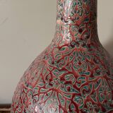 Large ceramic art vase with signed enamel interlacing