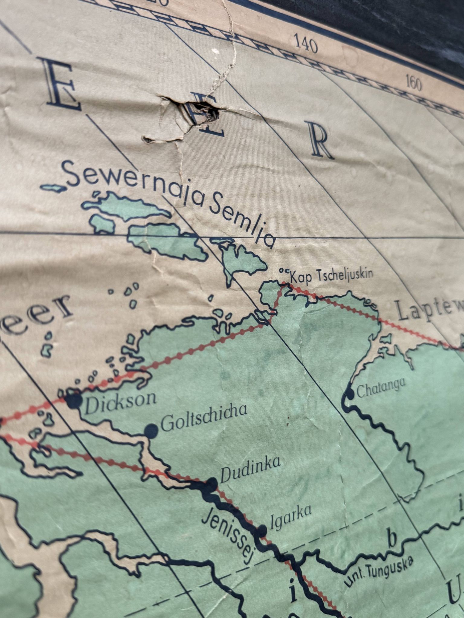 Karl Wenschow German 1950’s Very Large Canvas Map