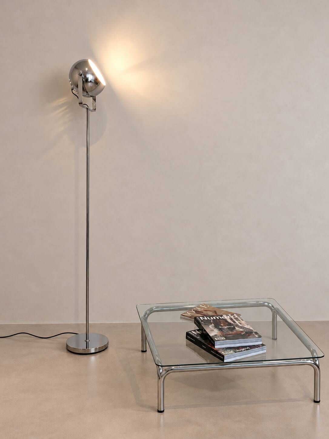 Chrome "projector" floor lamp