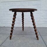 Wooden coffee table twisted tripod base