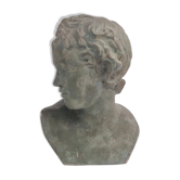 Buste d'Eros, dieu de l'amour, en plâtre bronzé, début du XXe siècle.