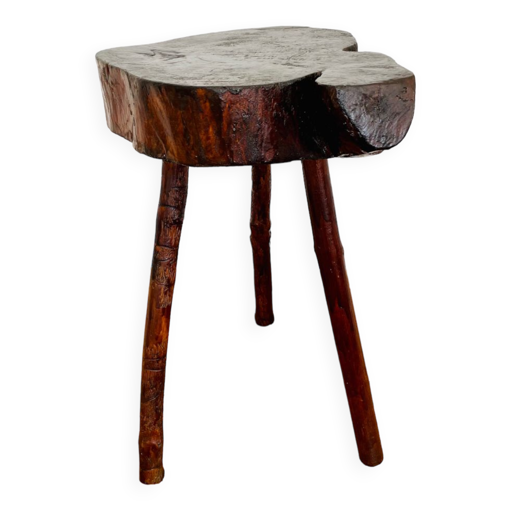 Rough wood tripod stool ethnic style