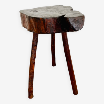 Rough wood tripod stool ethnic style