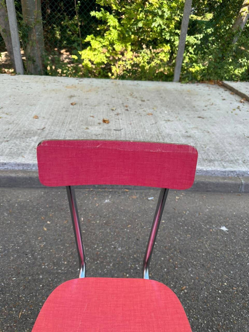 Vintage red Formica & chrome chair — 50s/60s Pop Chic style