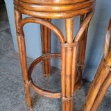 3 vintage high rattan bar stools 1970