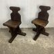 Pair of brutalist oak stools