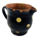 Small Savoyard pitcher in black glazed terracotta with polka dots - 637010