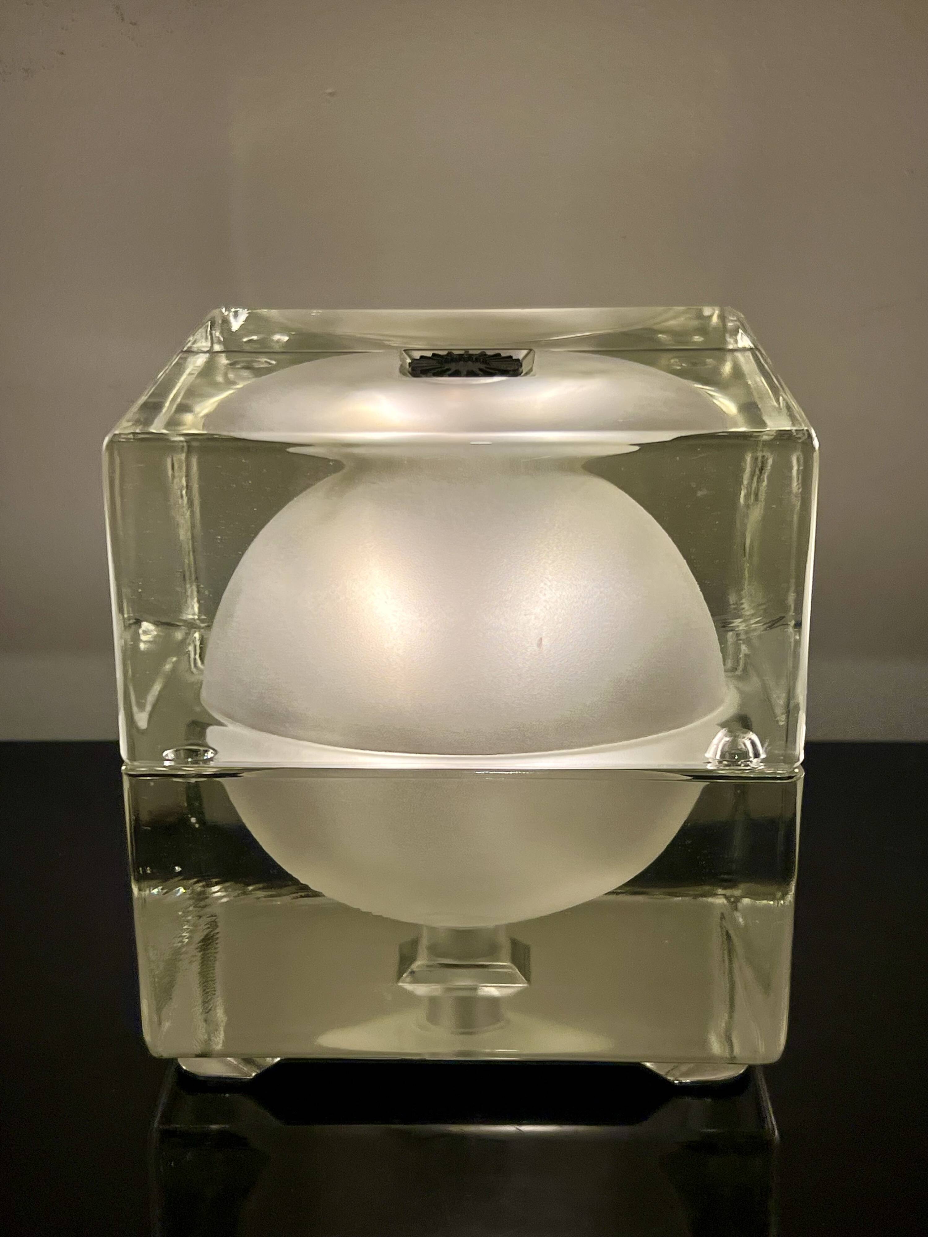 Lampe de table "Cubosfera" par Alessandro Mendini pour Fidenza Vetraria, 1968