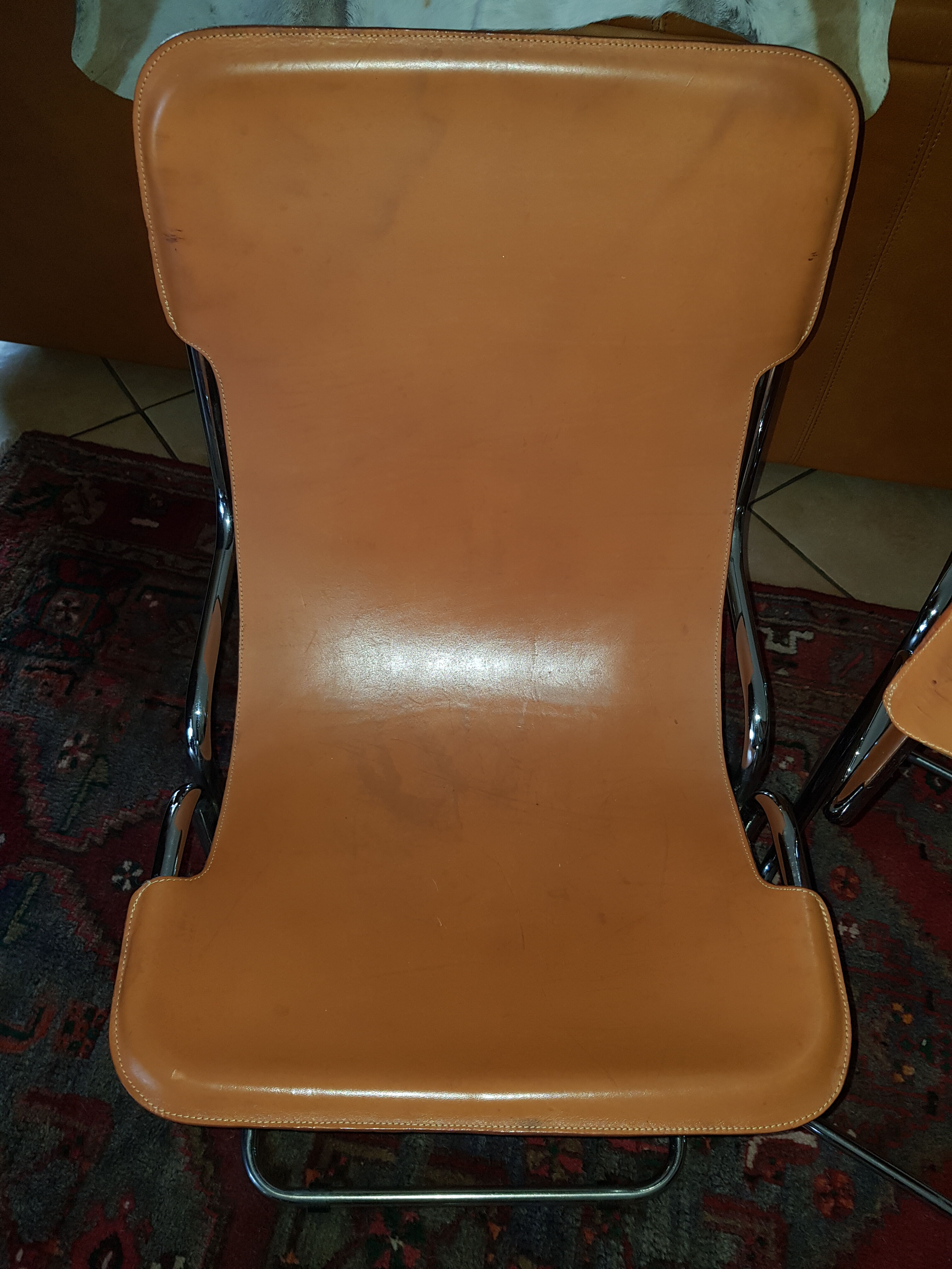 Leather and chrome chairs 1970