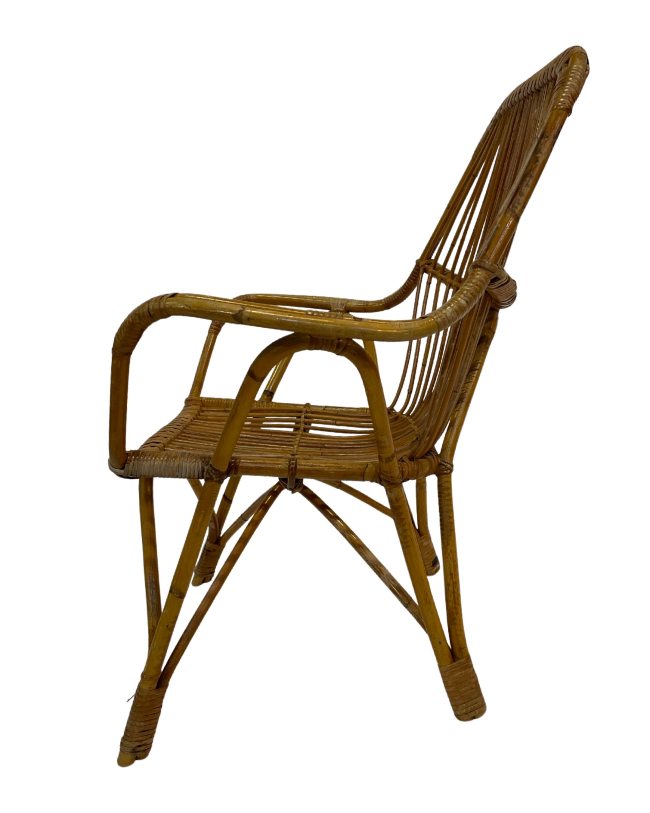 Rattan easy chair by Dirk van Sliedregt Rohe Noordwolde 1960 in the Netherlands