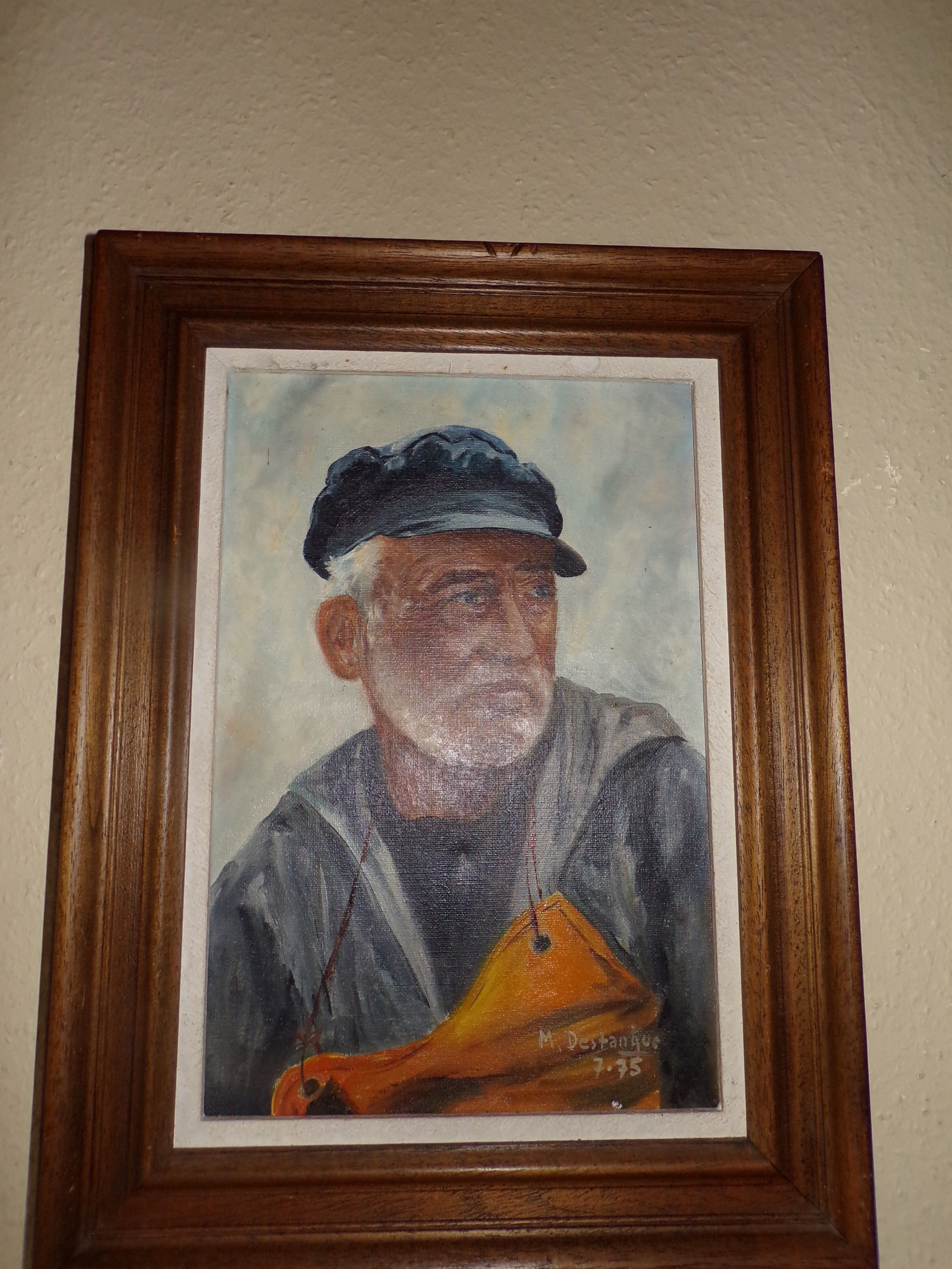 Old fisherman's marine painting signed