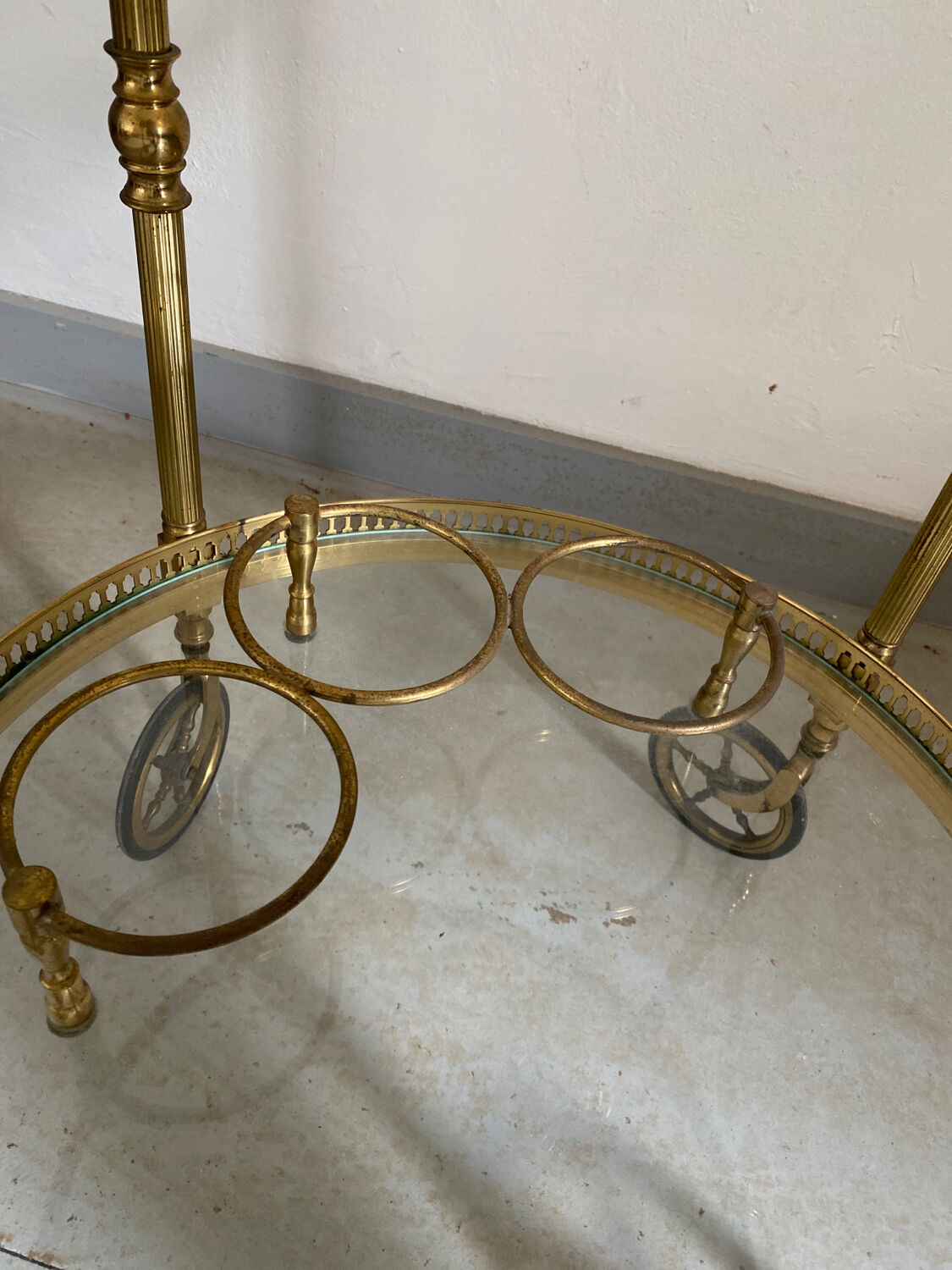 Vintage brass and glass rolling service