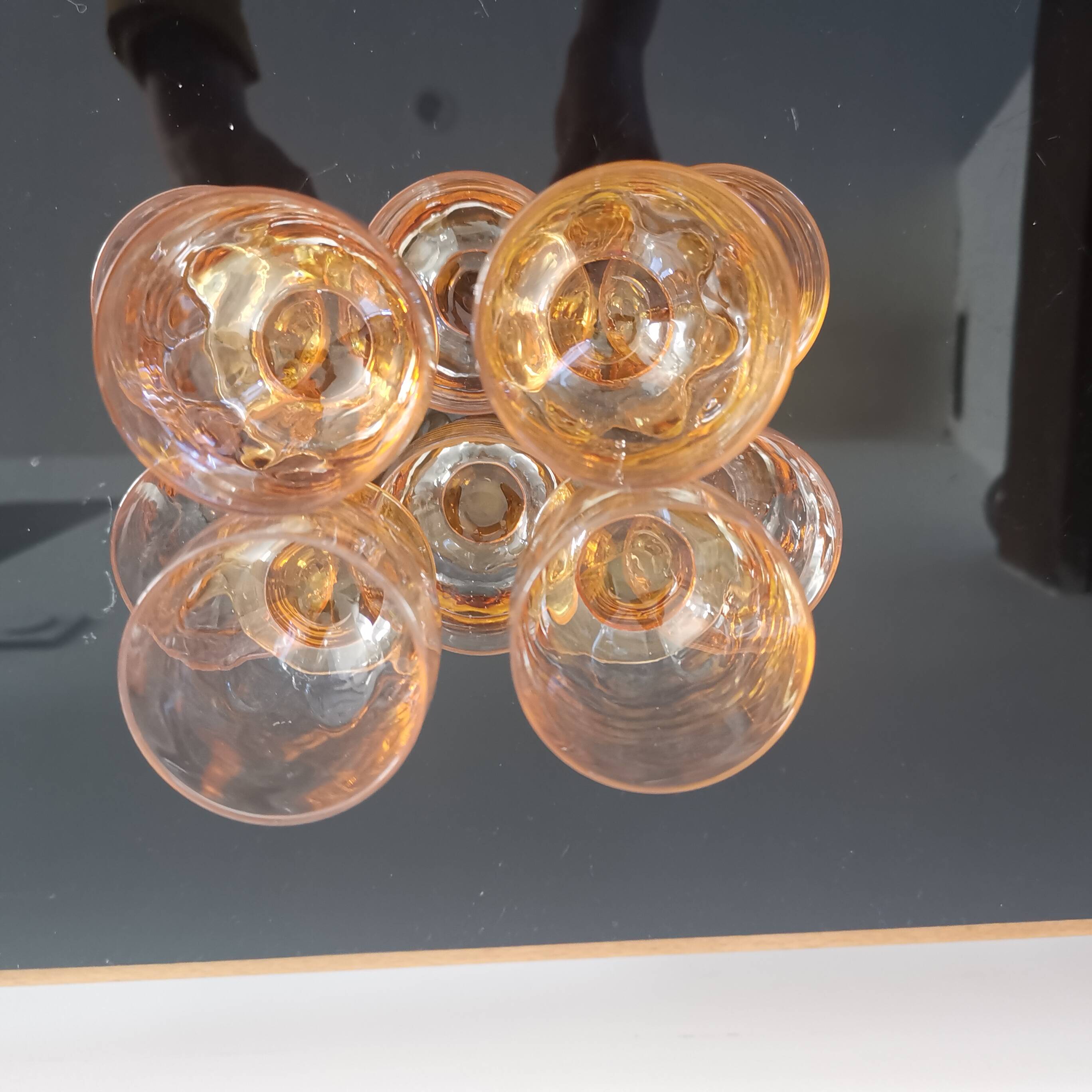 10 art-deco blown white wine glasses 1930