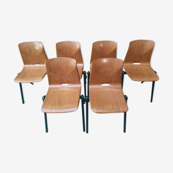 Set of 6 Galvanitas S30 chairs