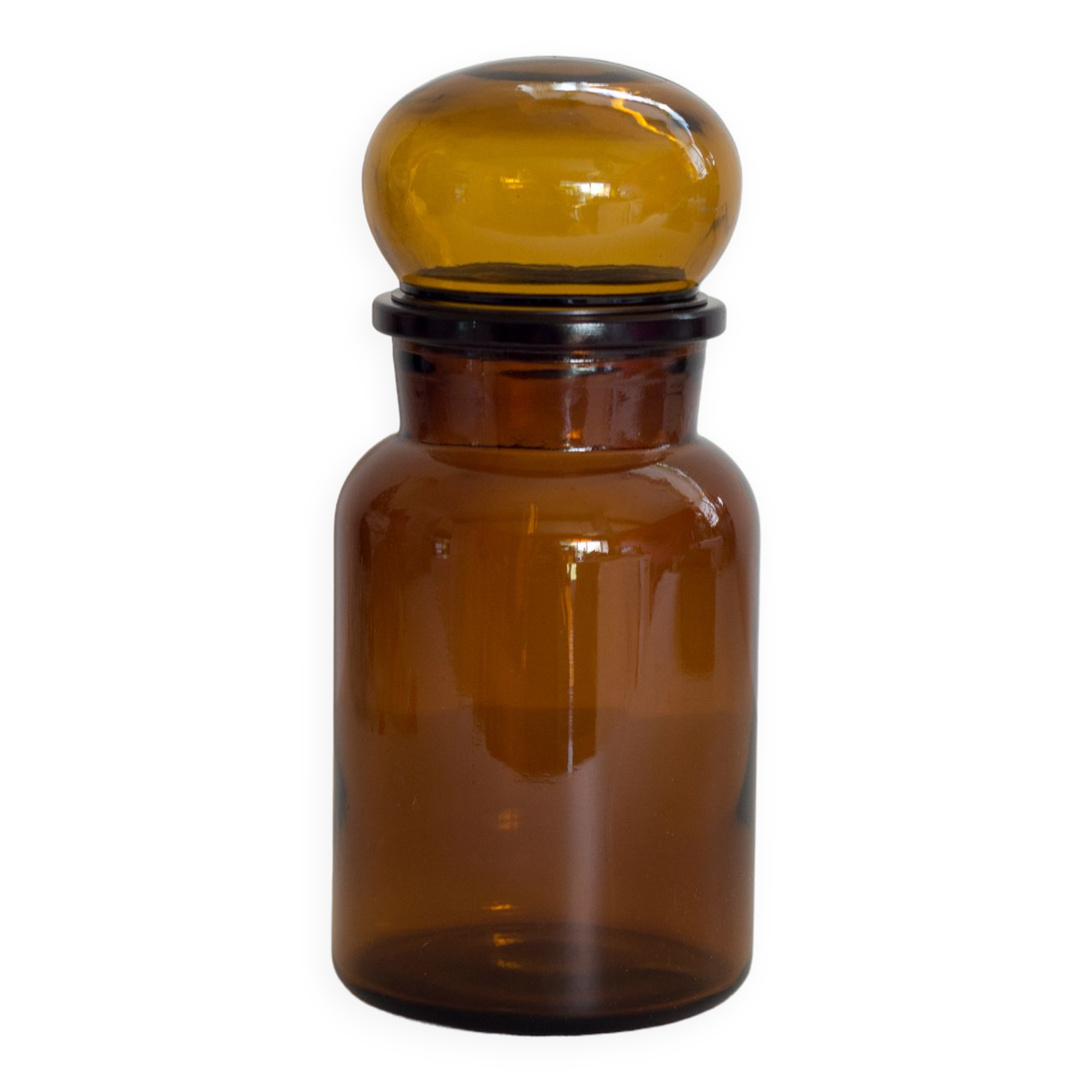 Amber apothecary glass jar