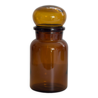 Amber apothecary glass jar