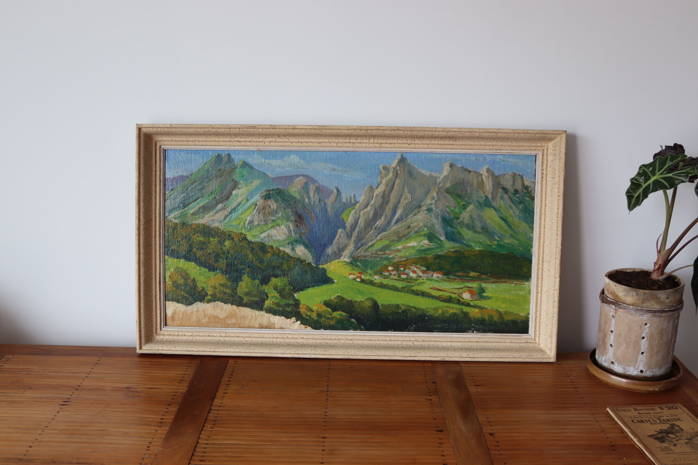 Painting oil on canvas mountain landscape