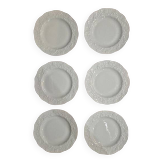 set of 6 Limoges porcelain dessert plates with wild ivy