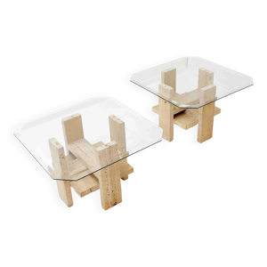 Paire de tables d'appoint - verre