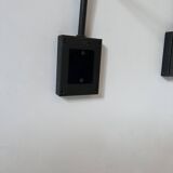 Pair of vintage adjustable wall lights, matte black metal, France 1960s