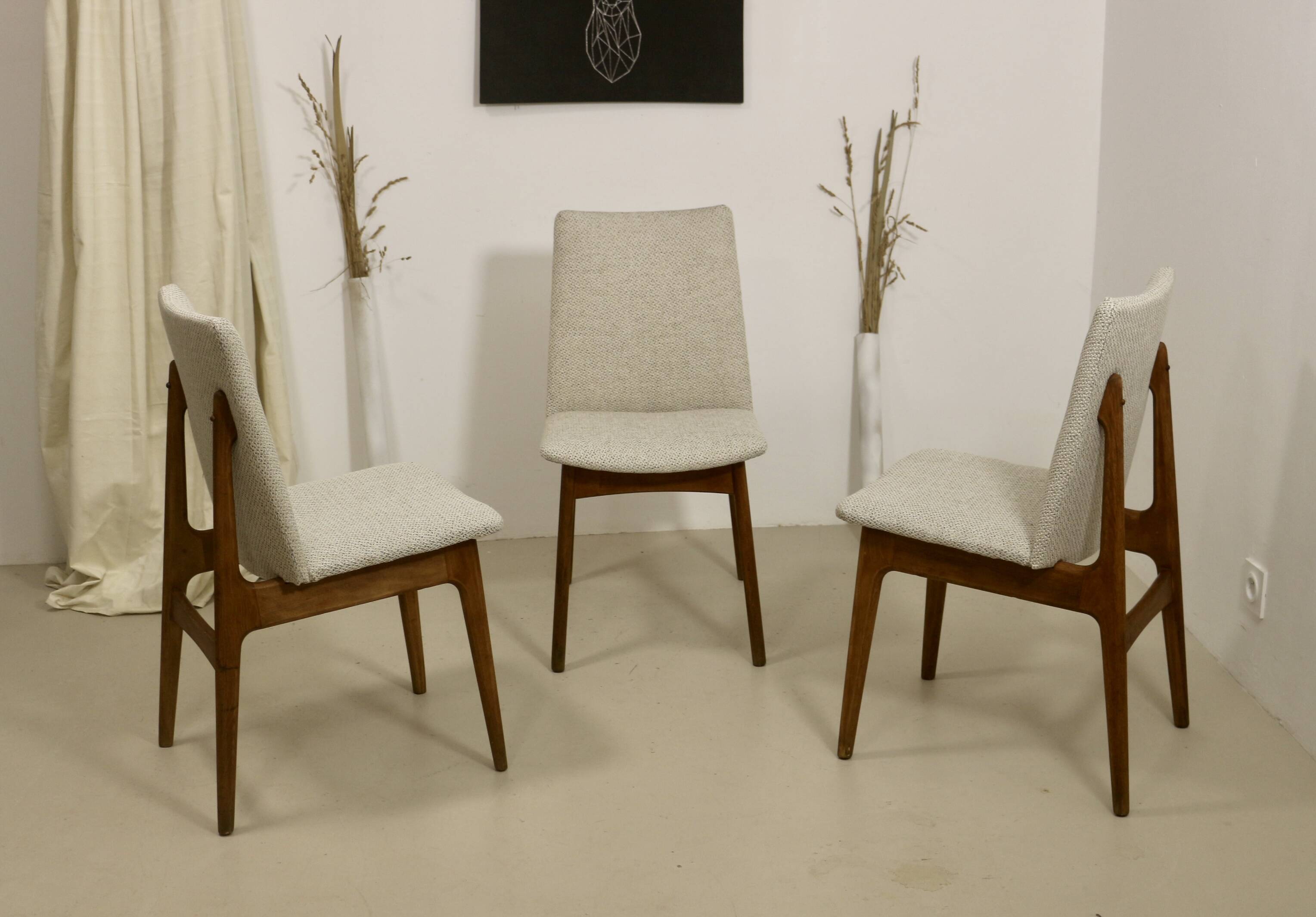 Lot 3 chaises scandinave année 60 en hêtres ref Jack