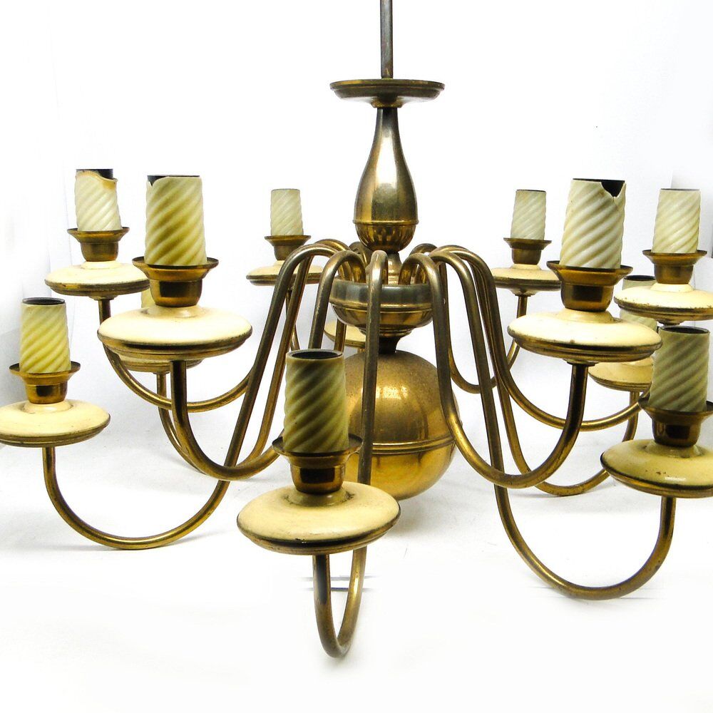 Vintage metal chandelier, Poland, 1980s