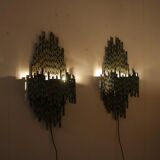 1960s brutalist wall lamps by Marcello Fantoni, Italy