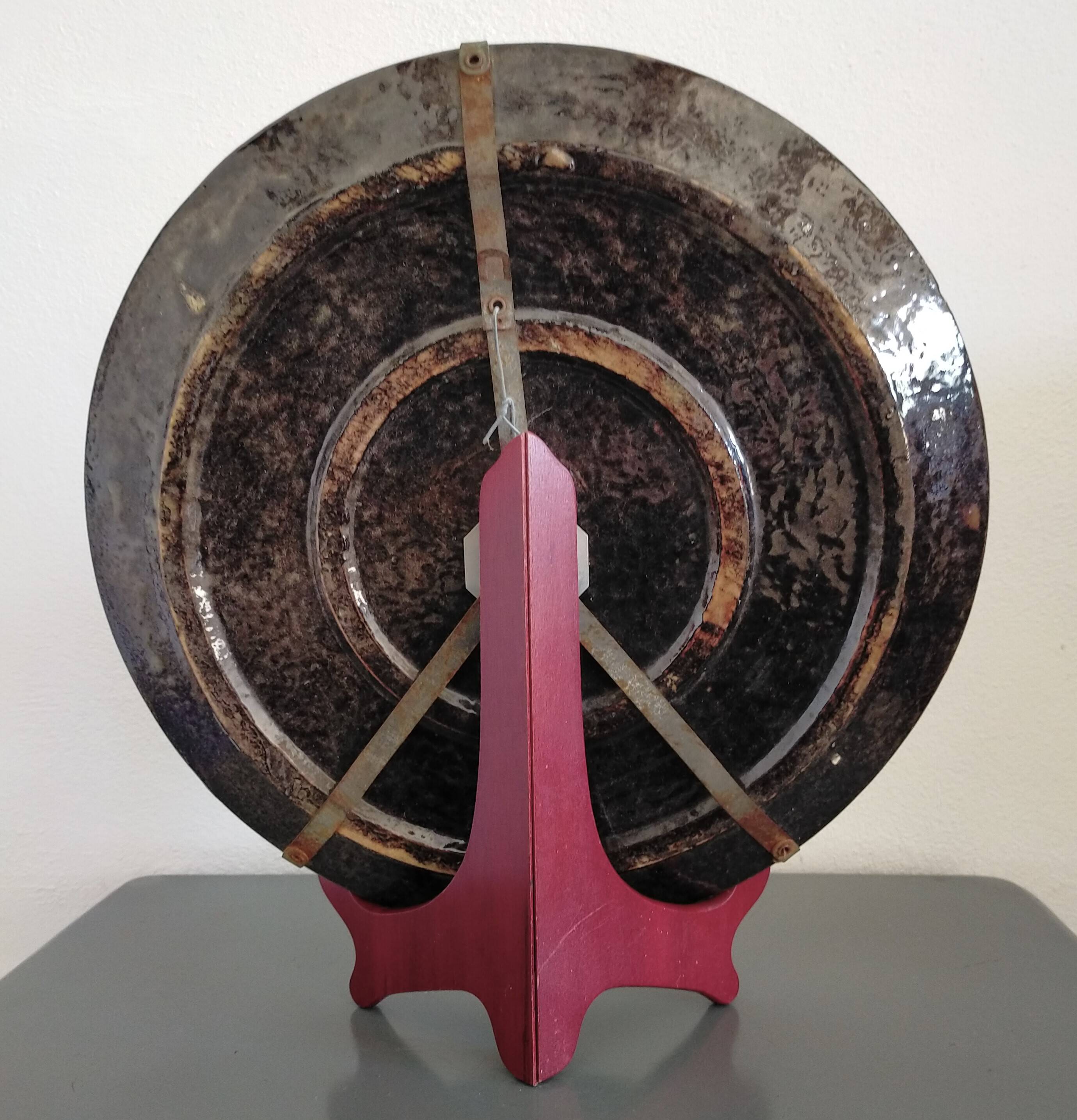 Plat Dauphinois vintage en terre cuite vernissée décor roses