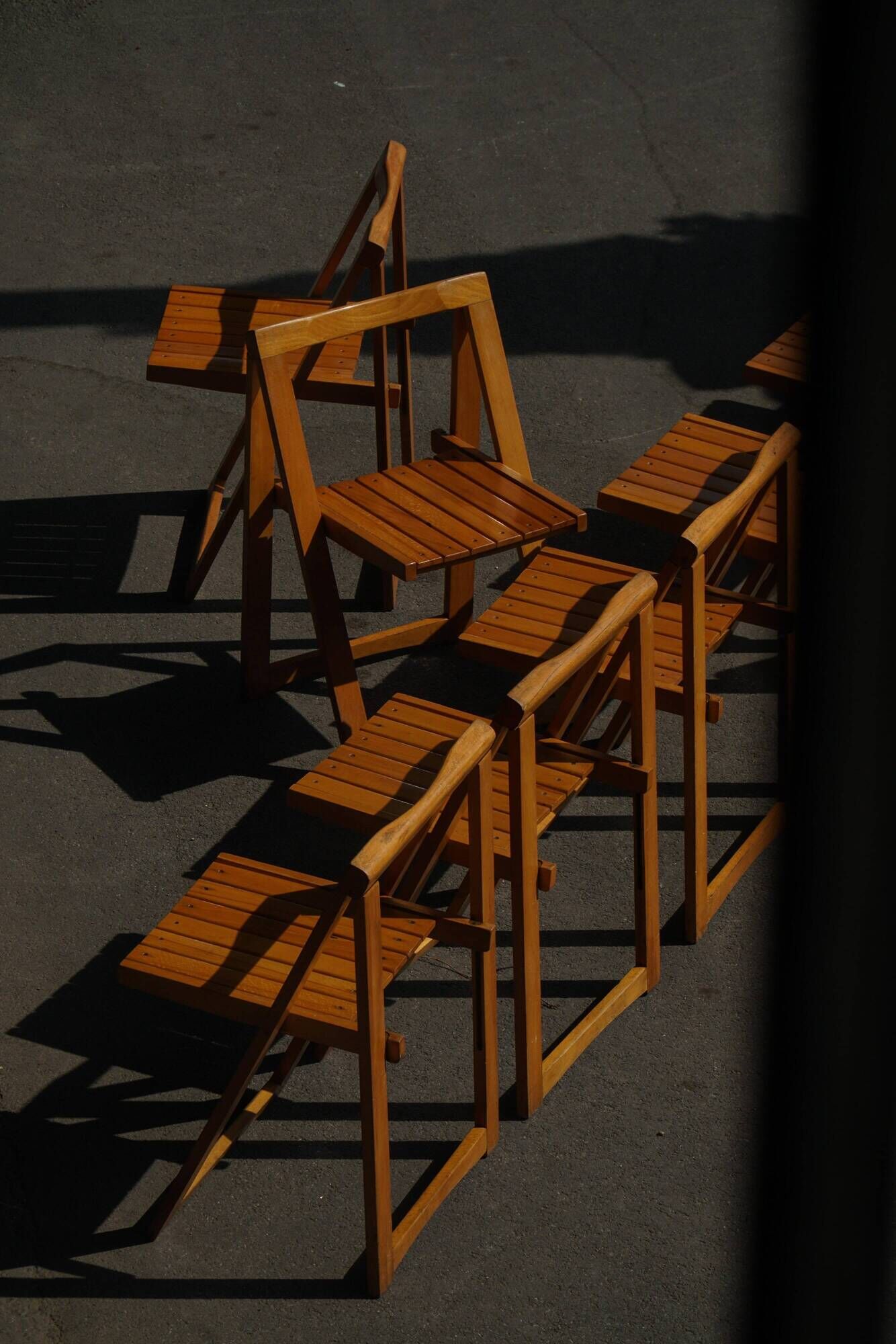 Set of 12 Foldes chairs by Aldo Jacober & Pierangela D'Aniello, Italy, 1960s.
