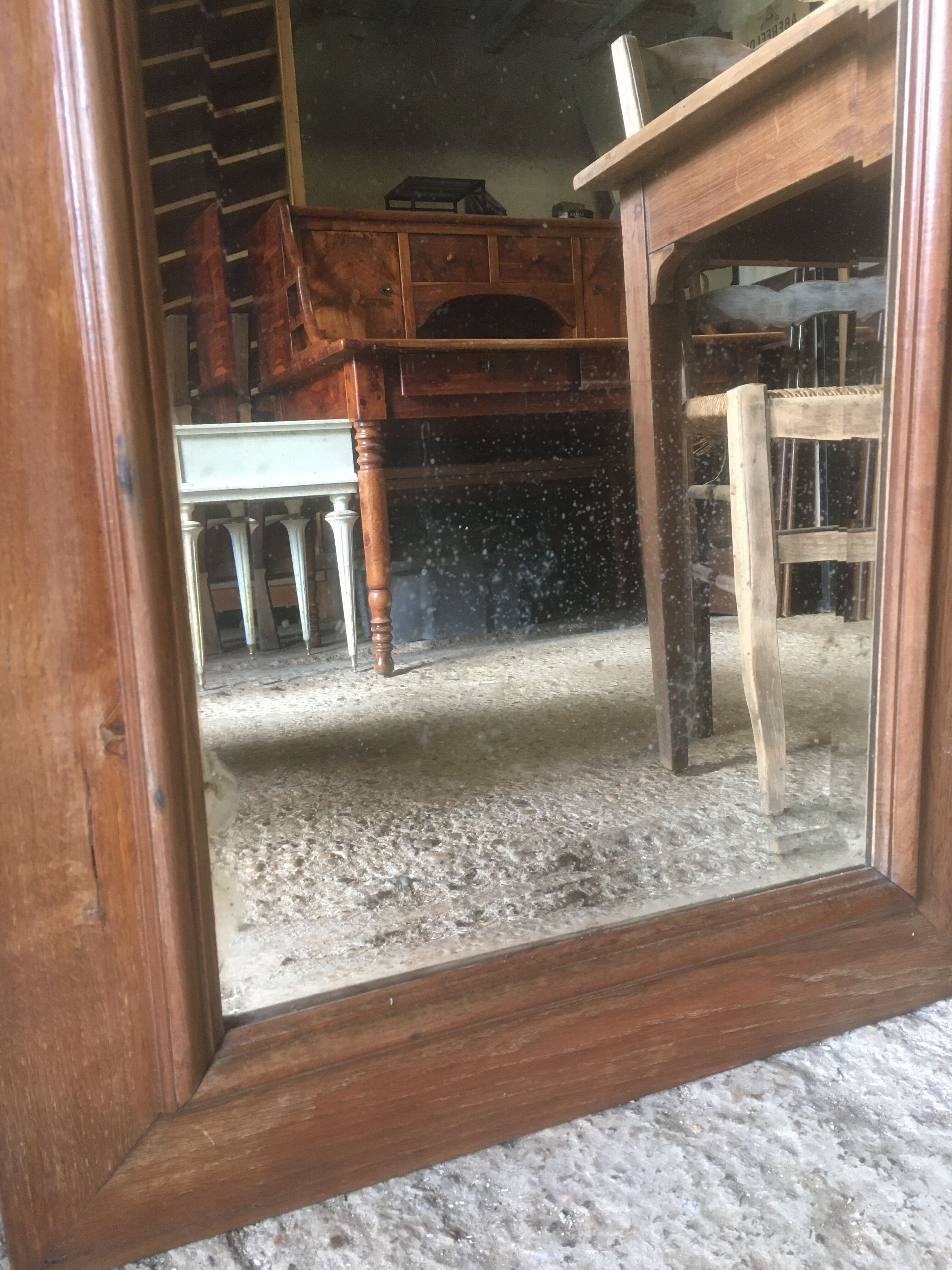 Beveled oak mirror