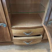 Art deco walnut grand buffet with display cabinet.